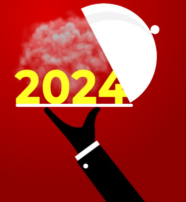 Immagine umoristica con il 2025 servito ben cotto e fumante