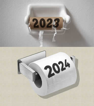 Immagine con nuovo rotolo di carta igienica per il 2025