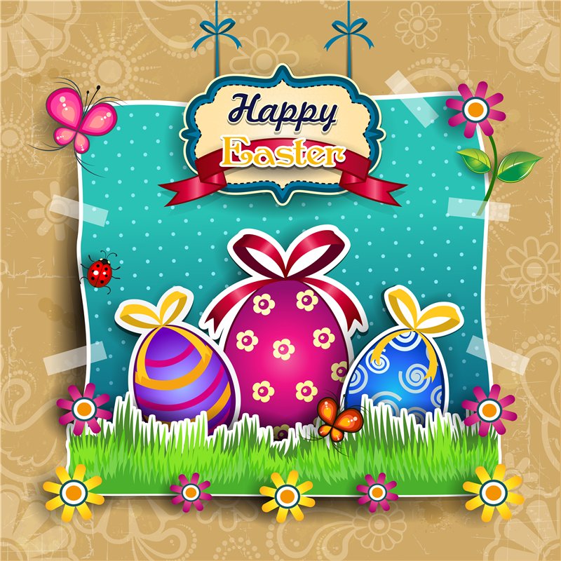 carte de voeux Image gaie et colorée avec des œufs en chocolat