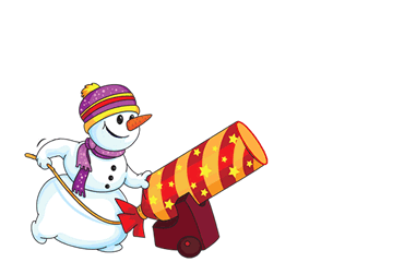 GIF animata con pupazzo di neve che spara auguri di buon anno