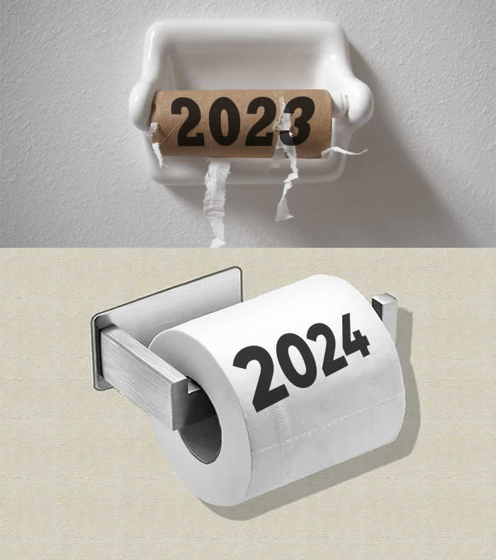 Immagine umoristica rotolo di carta igienica per l'anno 2025 